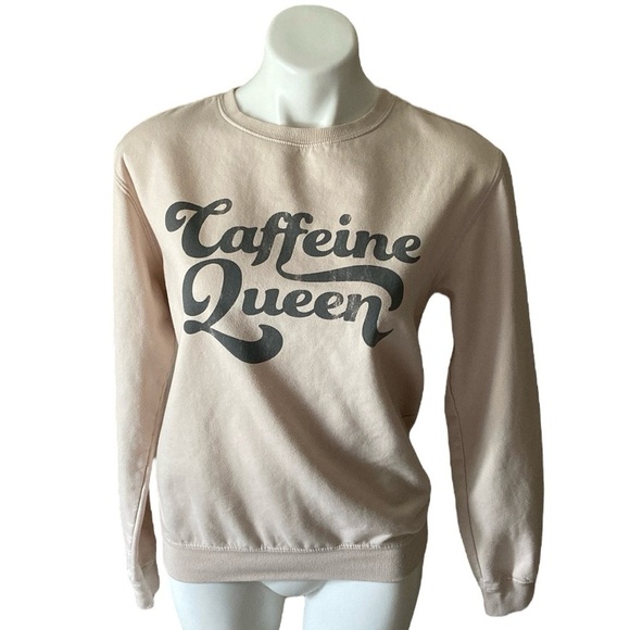 Cold Crush Tops - Cold Crush Light Pink Caffeine Queen Distressed Cotton Blend Sweatshirt